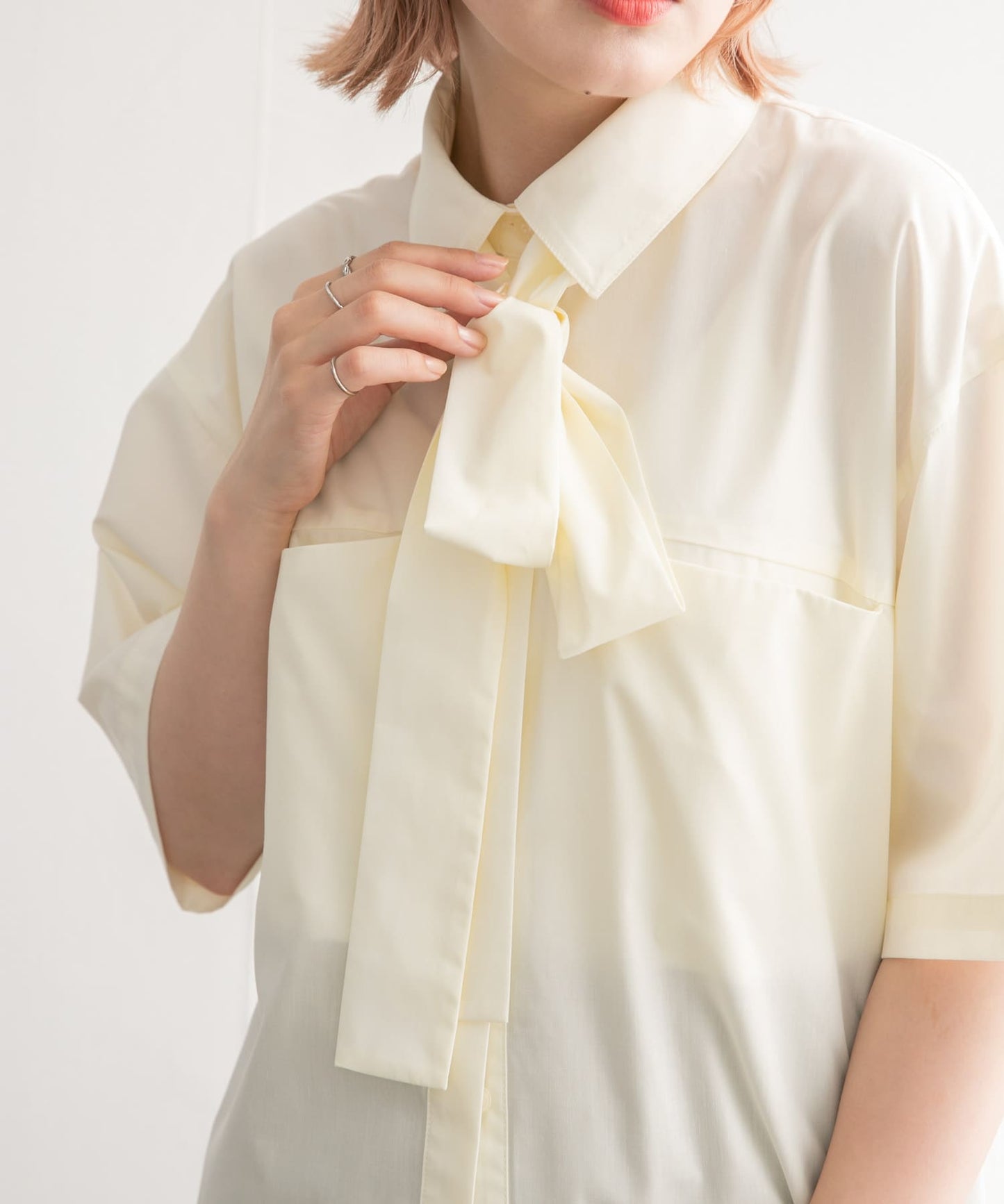 tie set long shirt (white) *JP