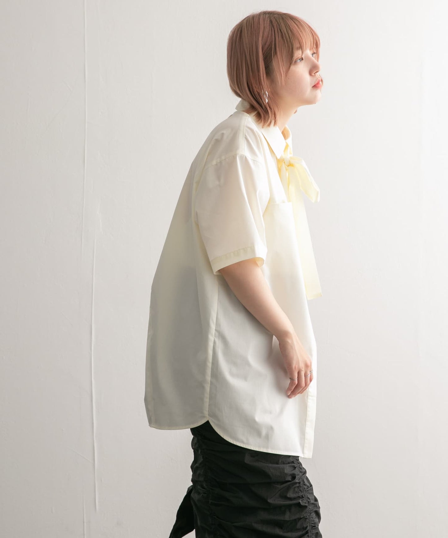 tie set long shirt (white) *JP