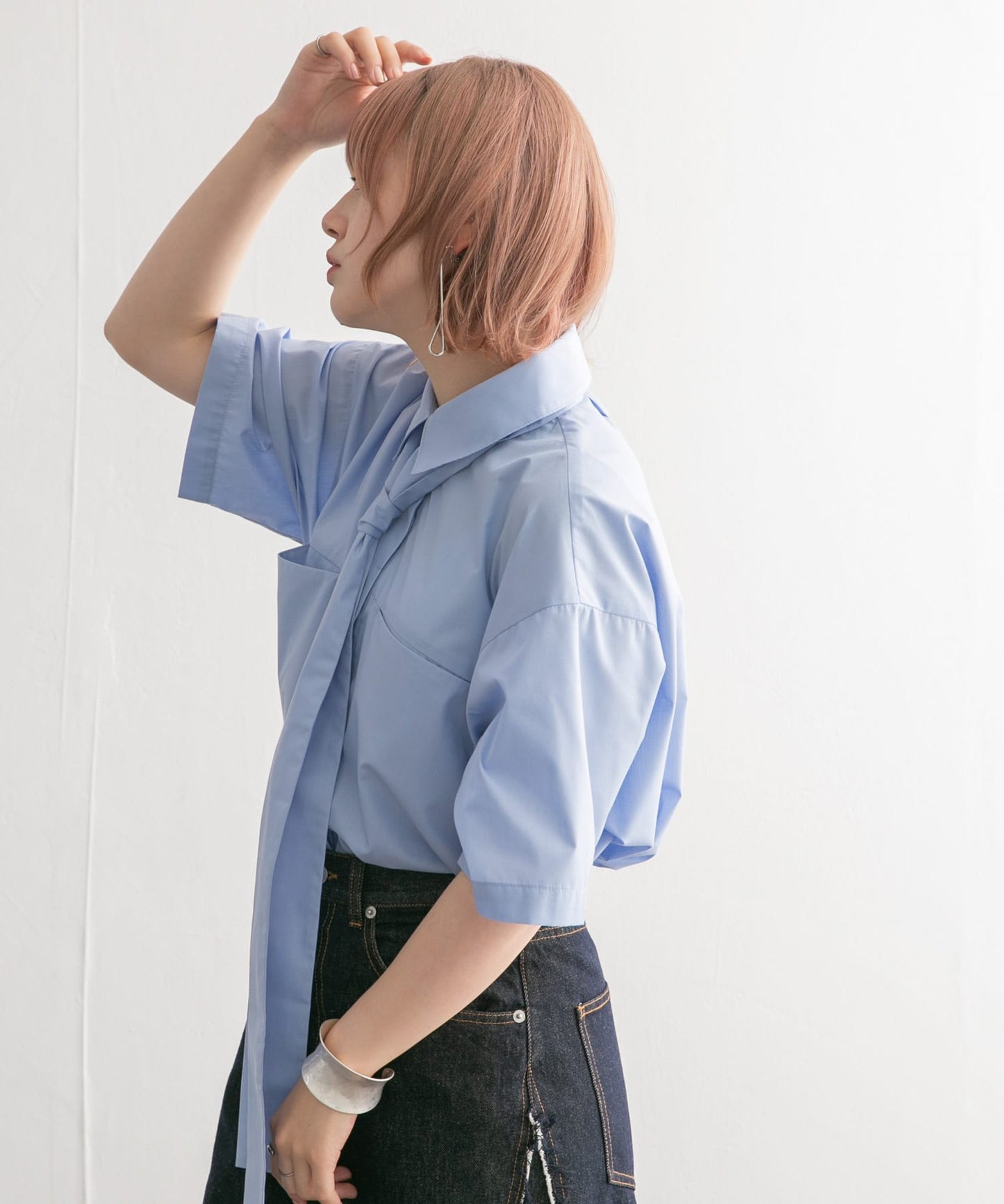 tie set long shirt (blue) *JP