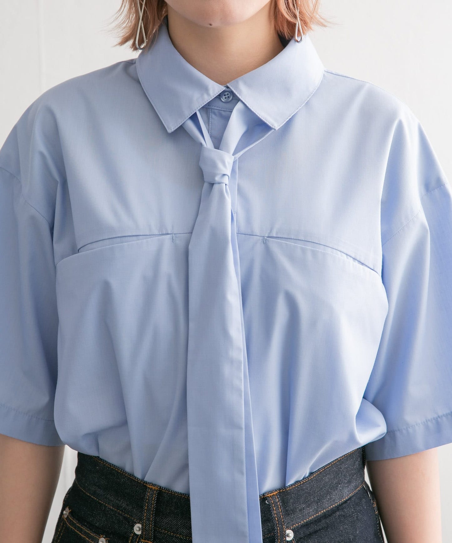 tie set long shirt (blue) *JP