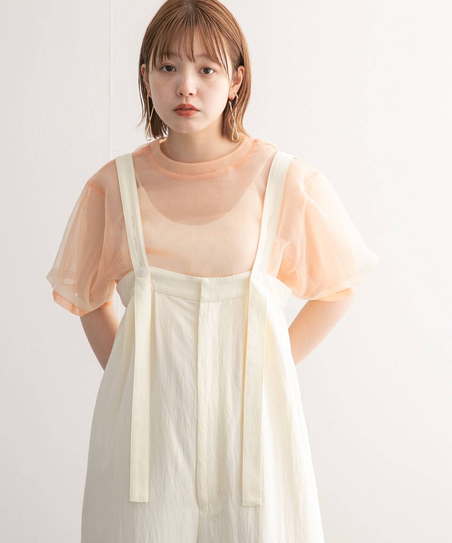 layered sheer top (orange) *JP