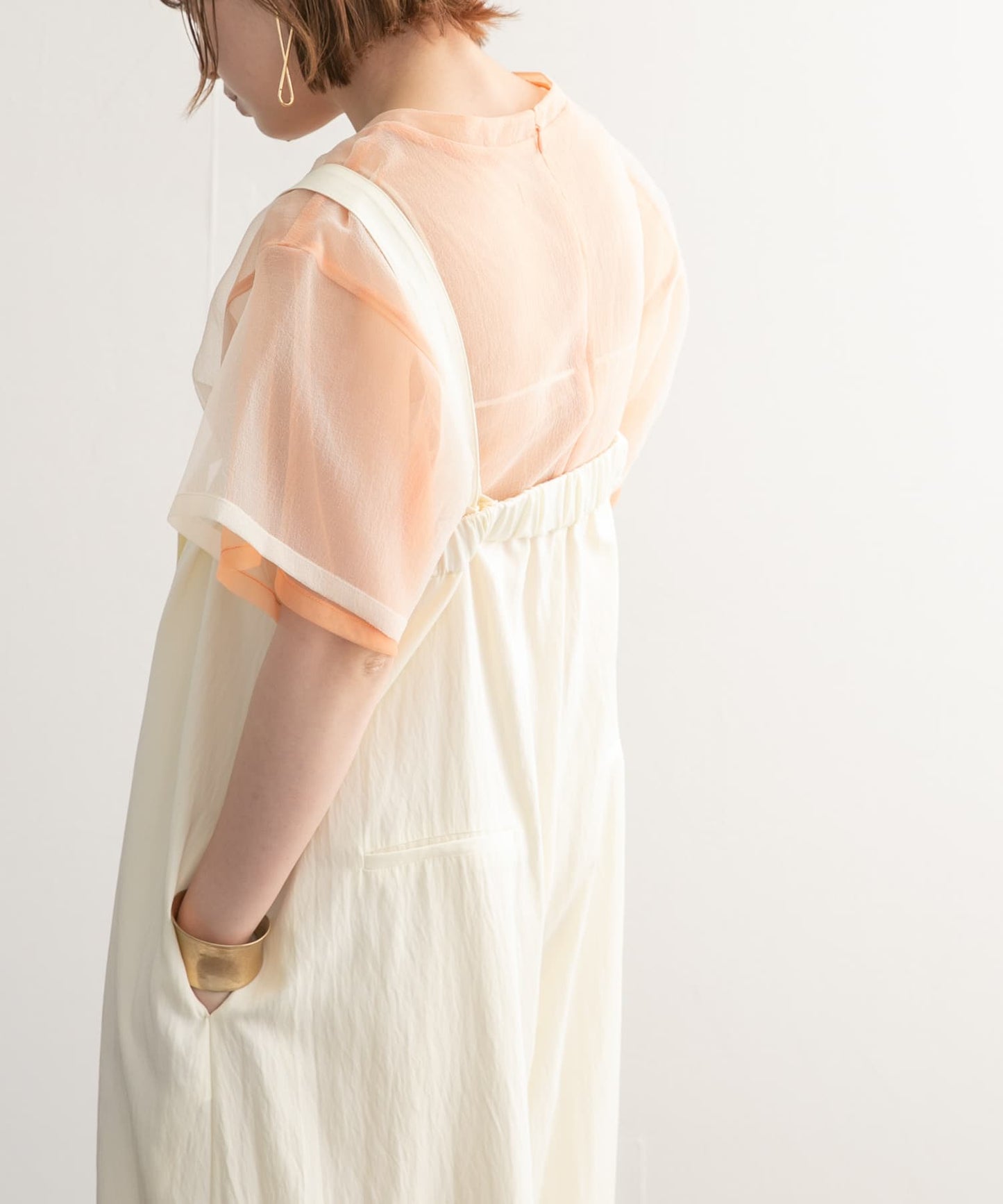 layered sheer top (orange) *JP