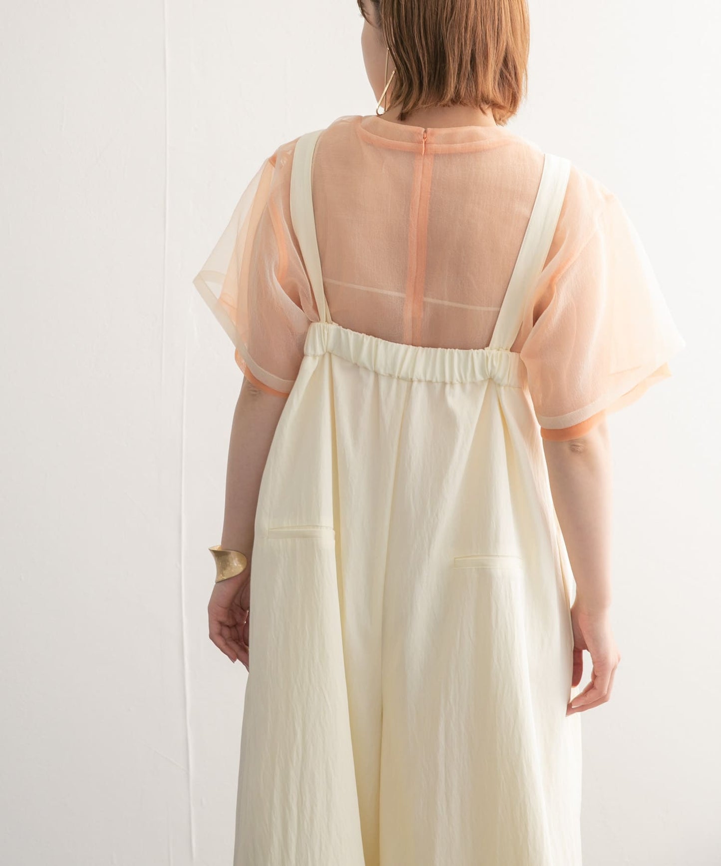 layered sheer top (orange) *JP