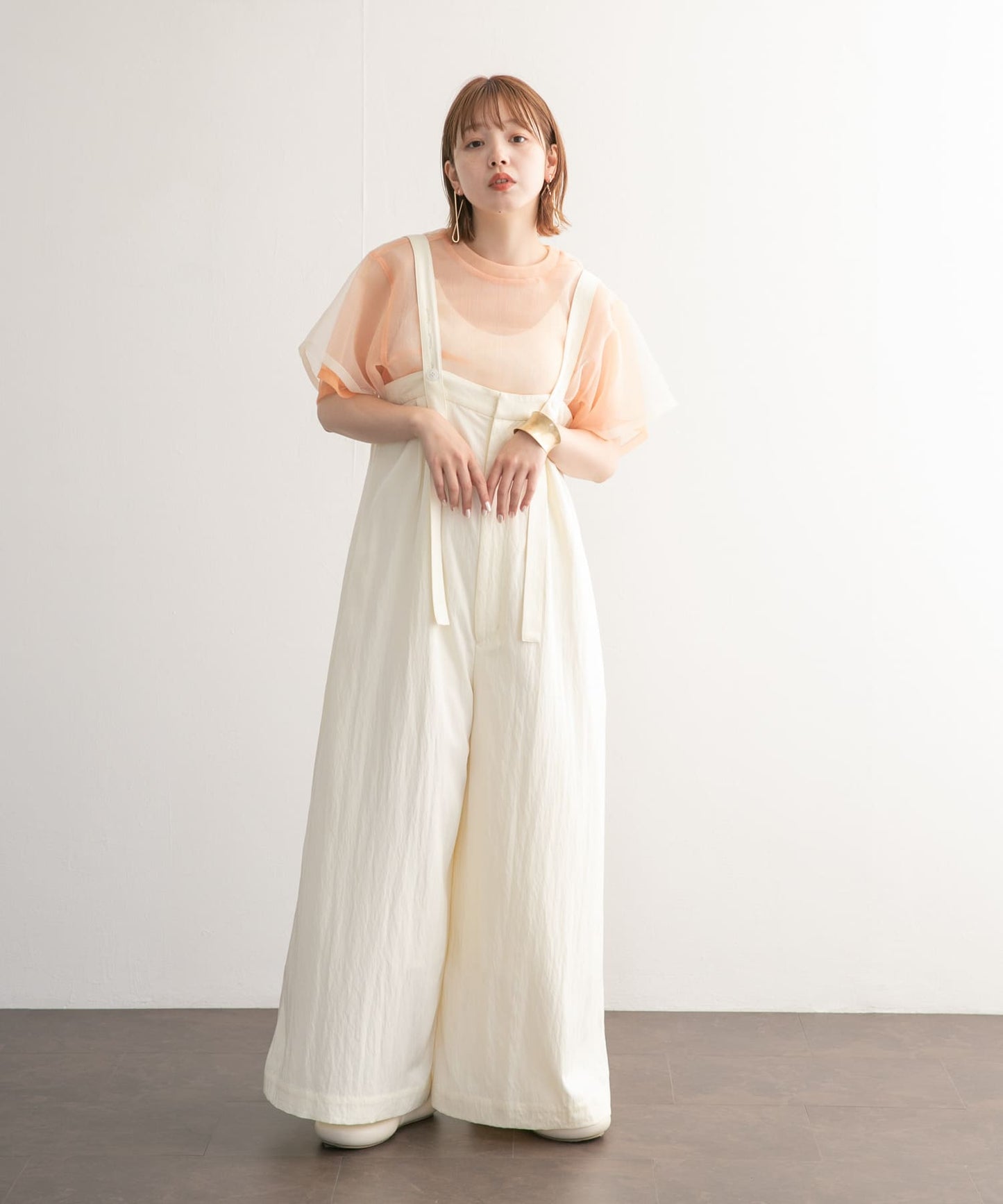 layered sheer top (orange) *JP