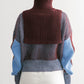 layered half zip knit (brown x blue) *JP