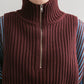 layered half zip knit (brown x blue) *JP