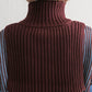 layered half zip knit (brown x blue) *JP