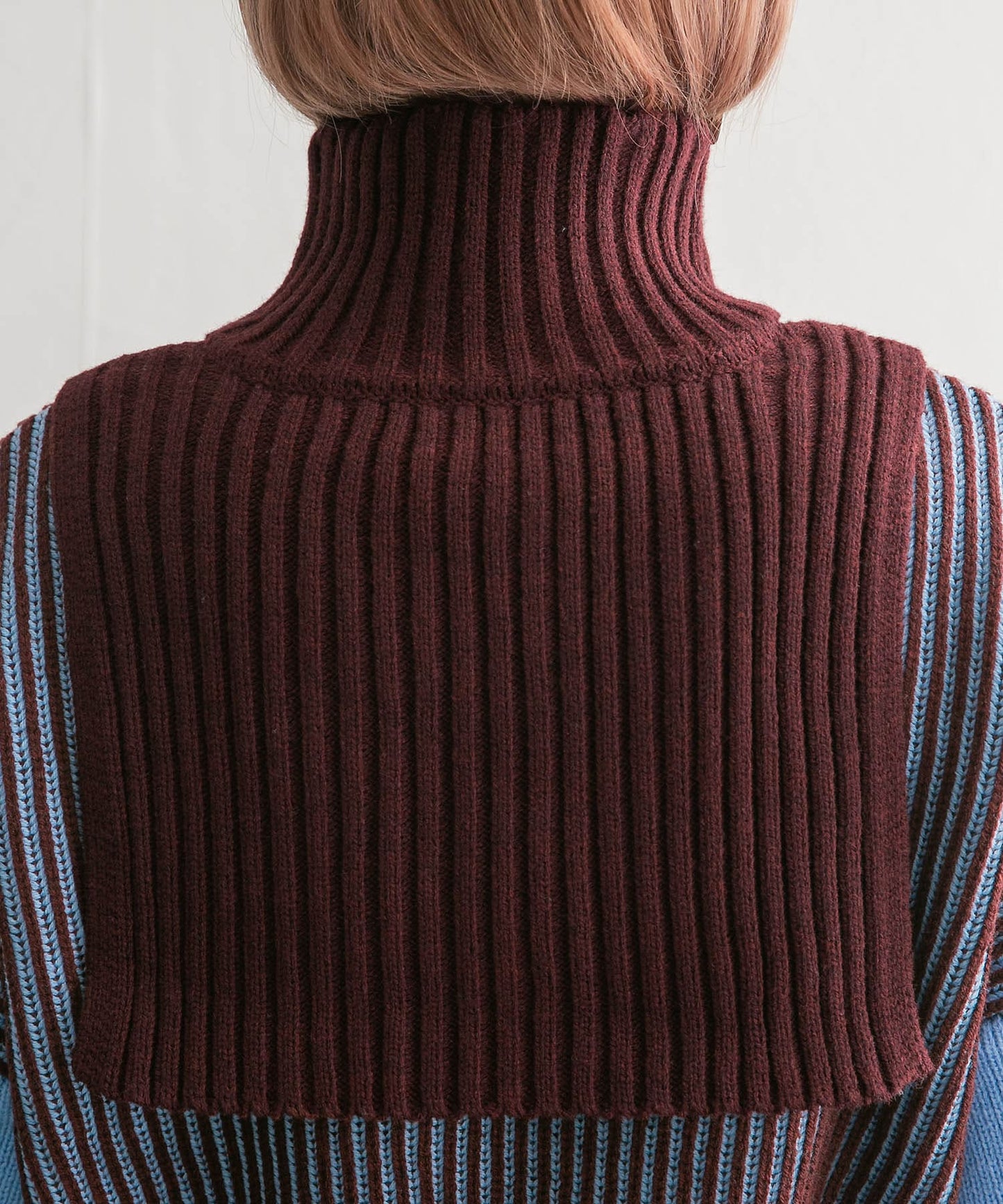 layered half zip knit (brown x blue) *JP