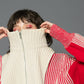 layered half zip knit (ivory x red) *JP