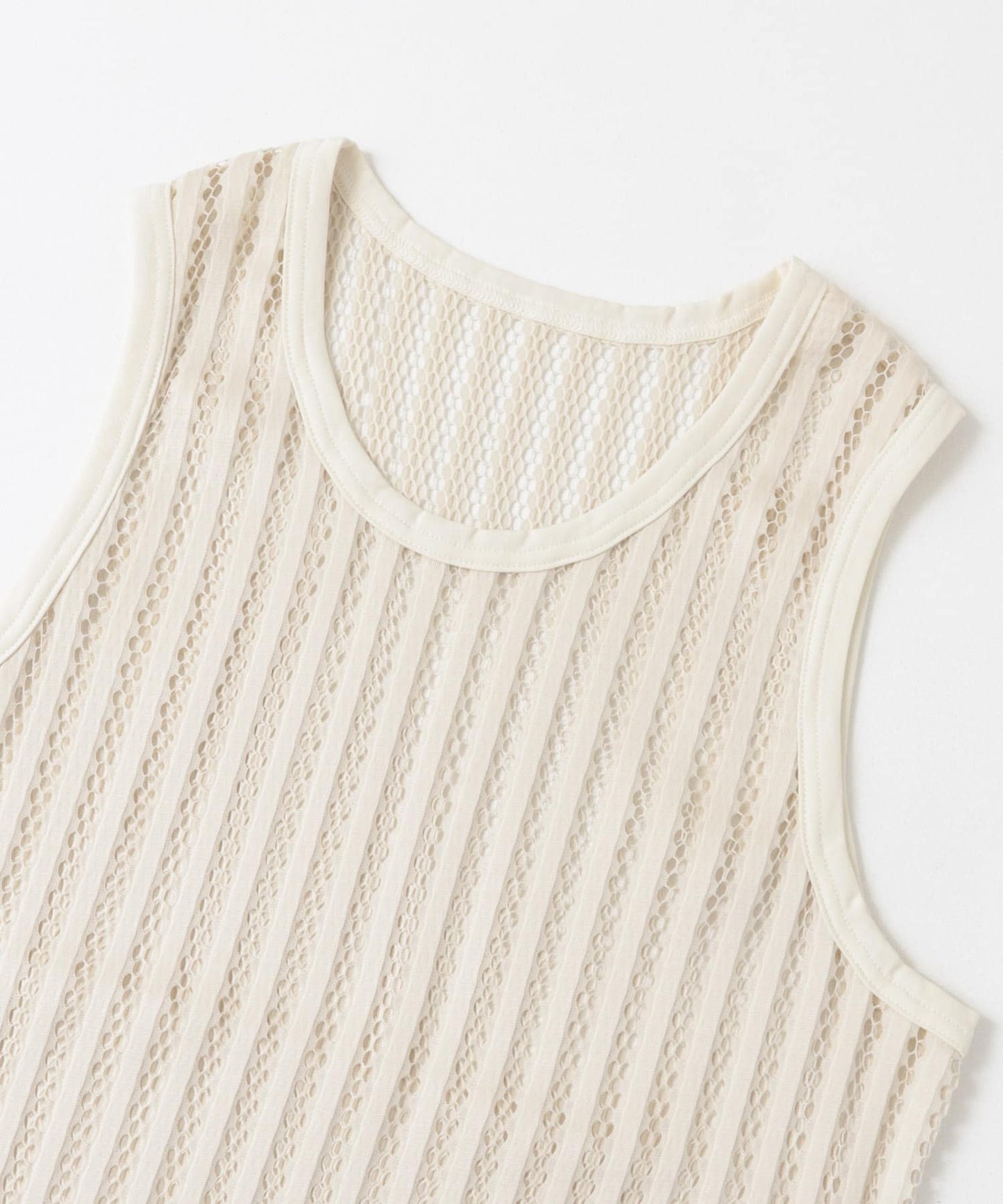 striped mesh tank top (ivory) *JP