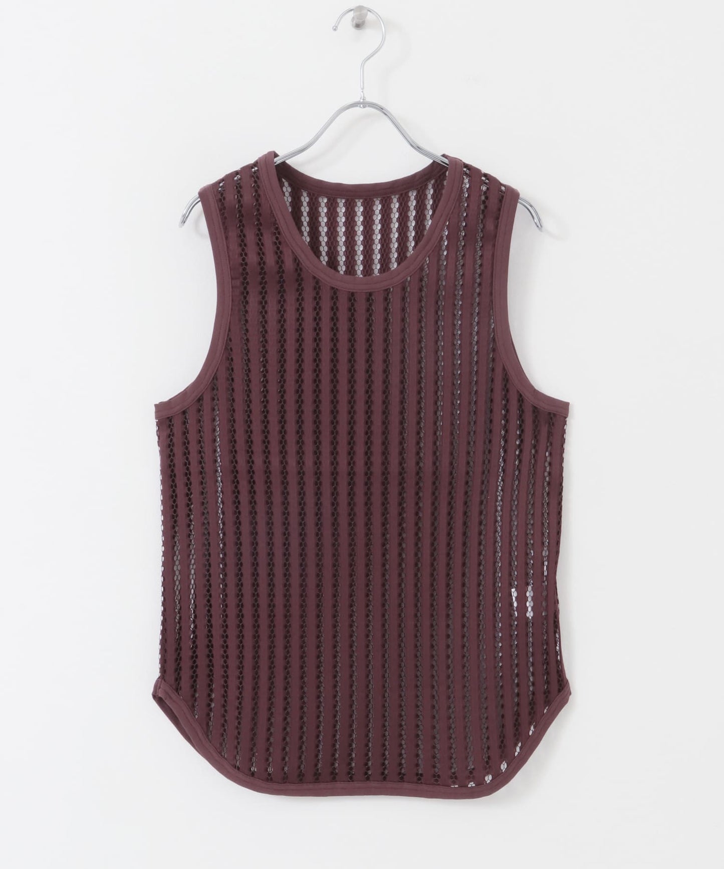 striped mesh tank top (bordeaux) *JP