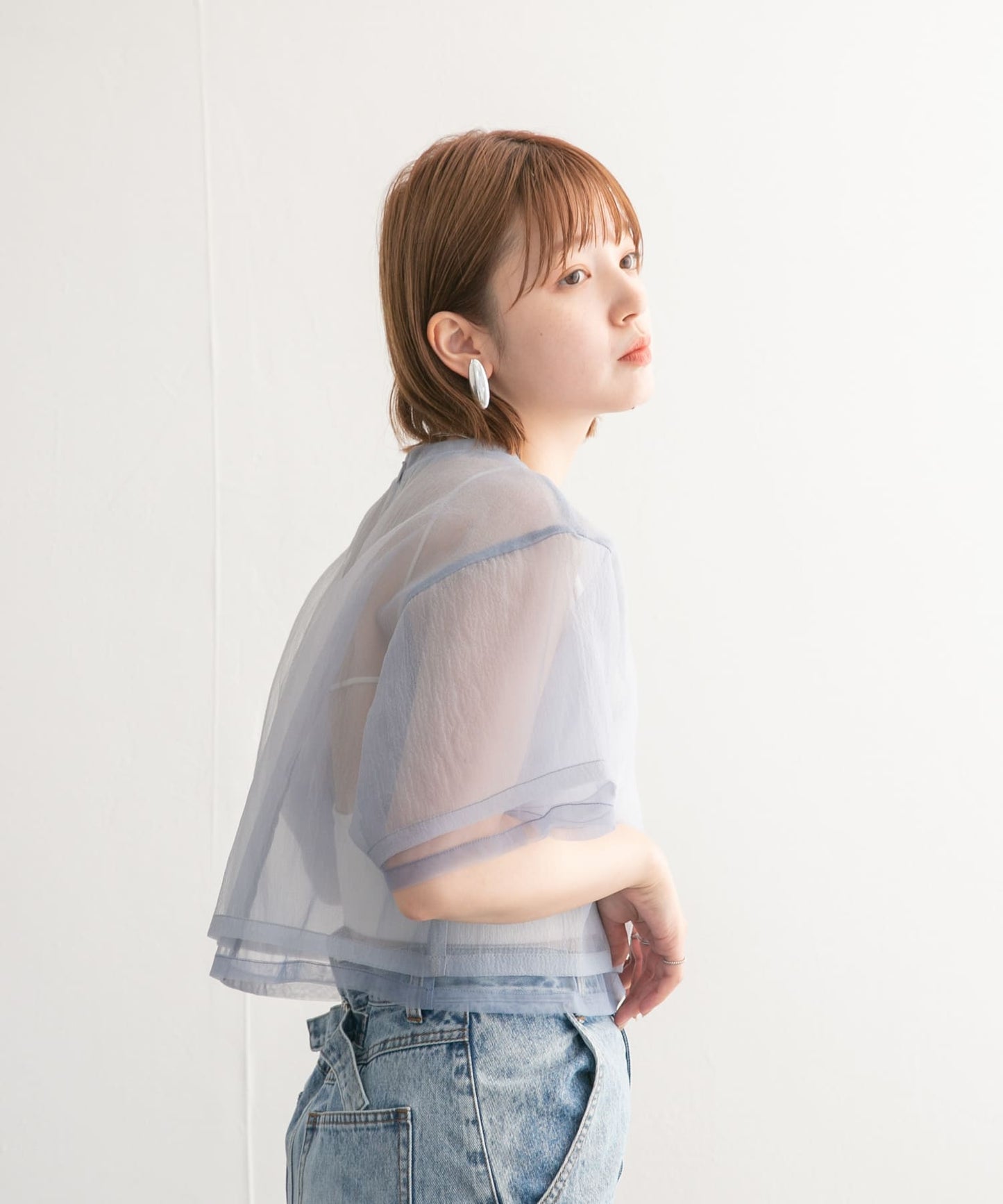 layered sheer top (blue) *JP