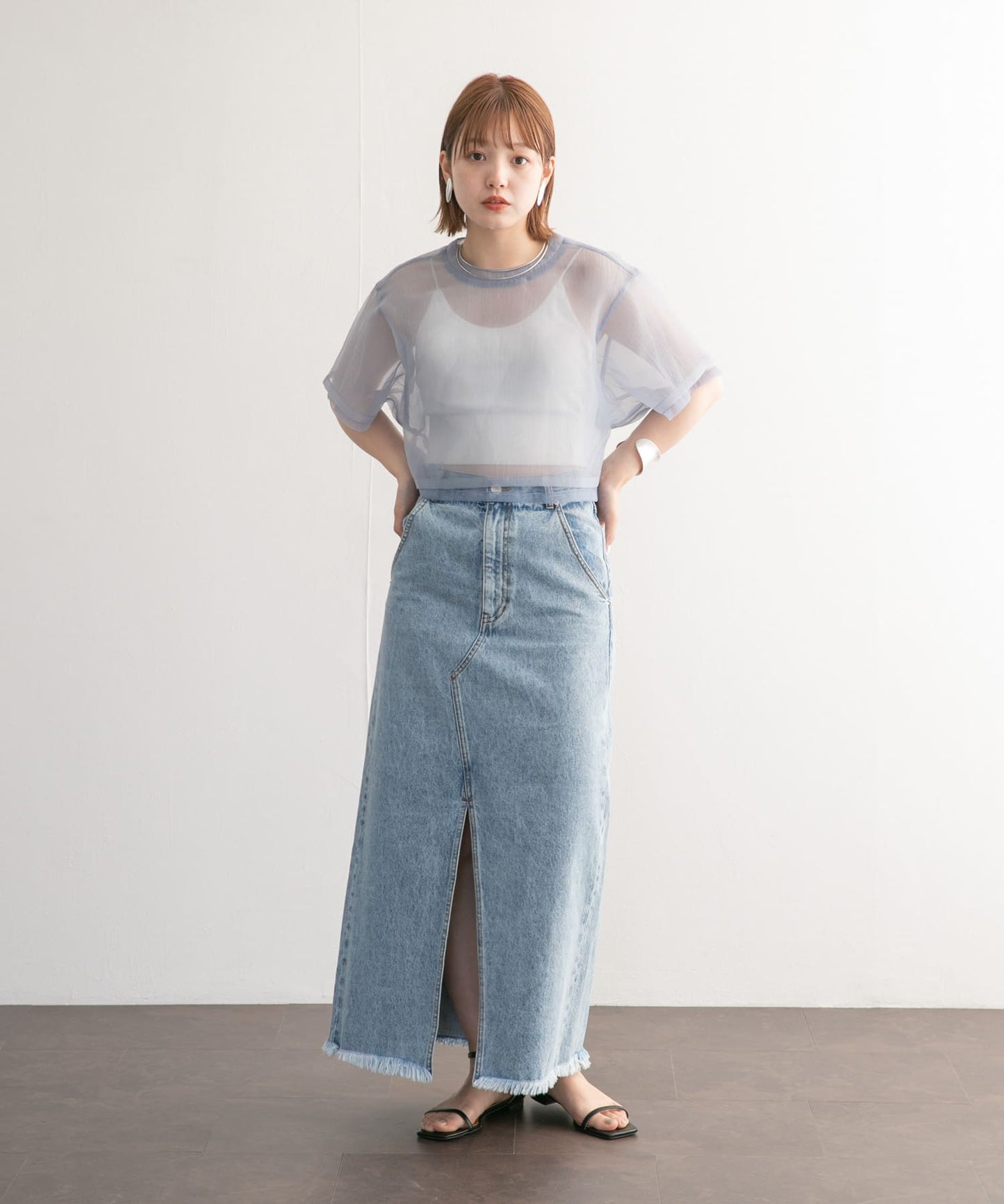 layered sheer top (blue) *JP