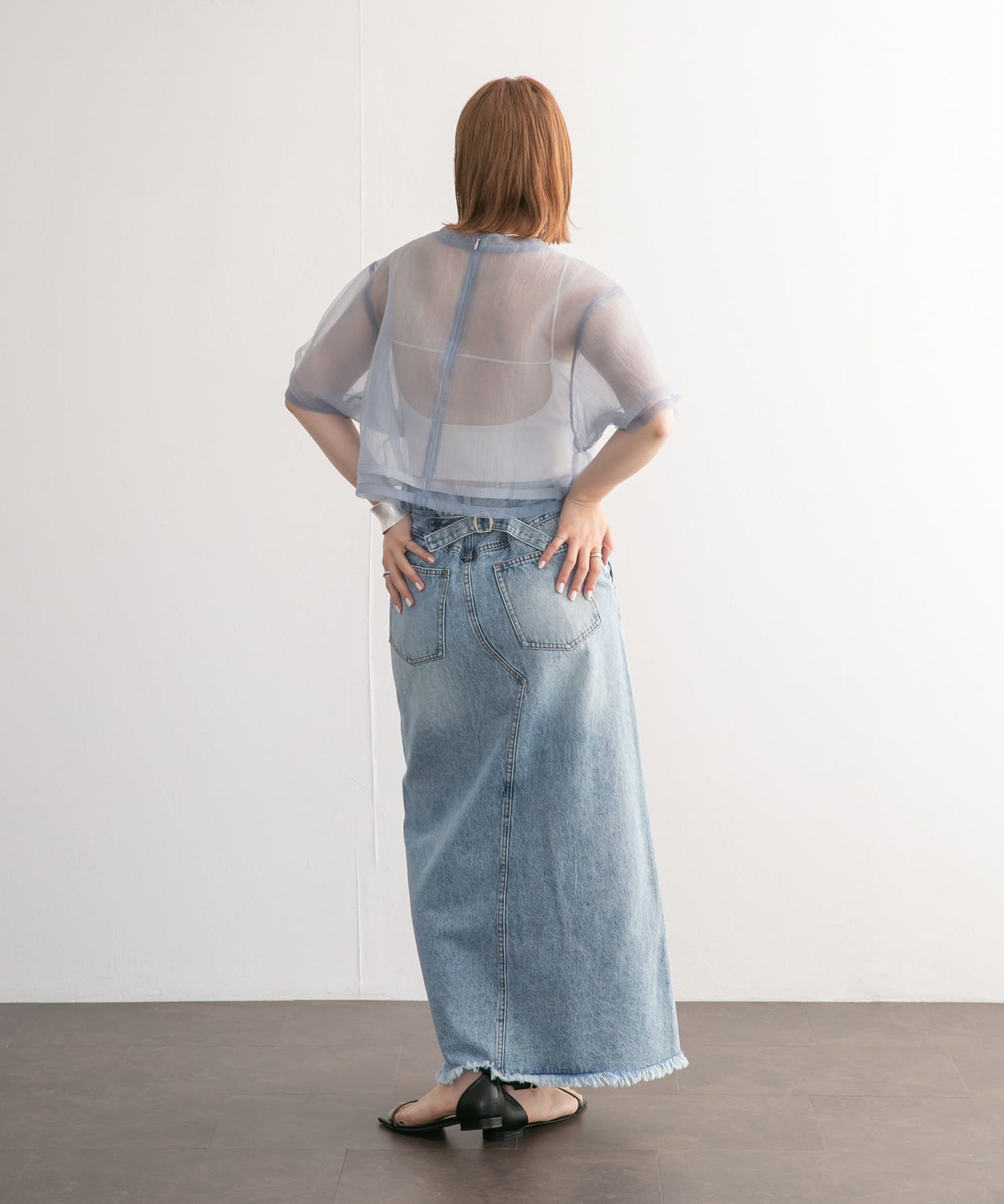 layered sheer top (blue) *JP