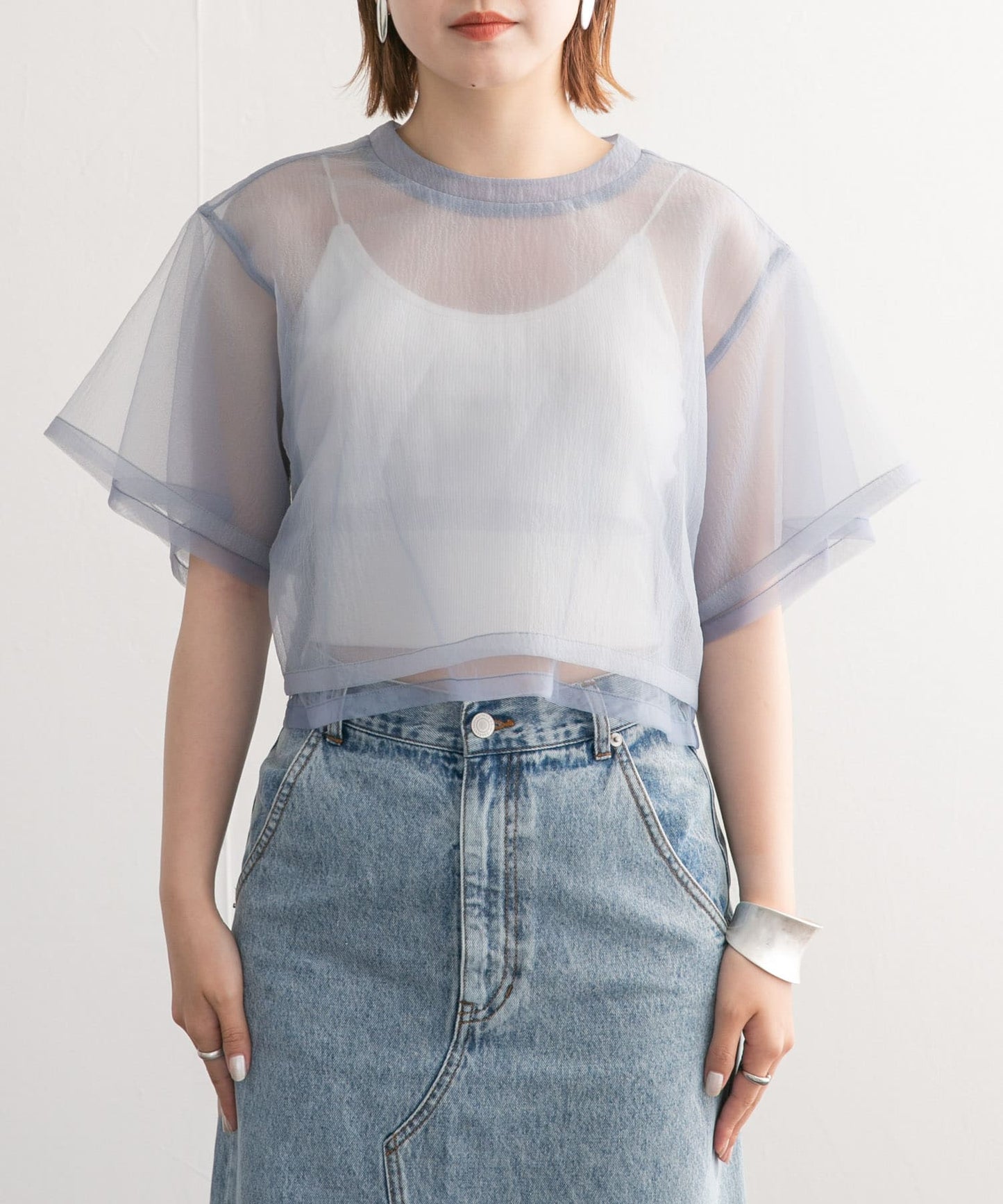 layered sheer top (blue) *JP