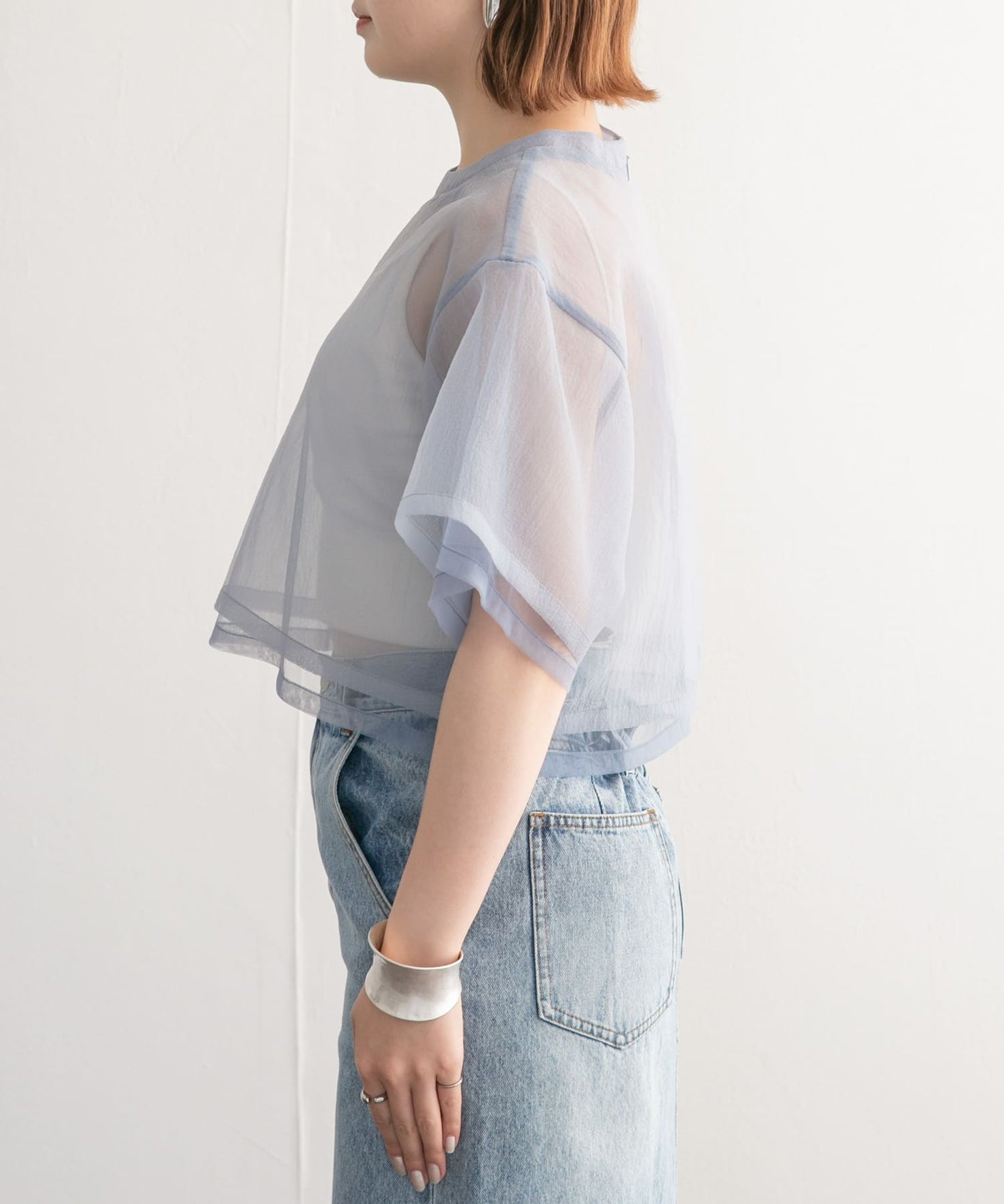 layered sheer top (blue) *JP