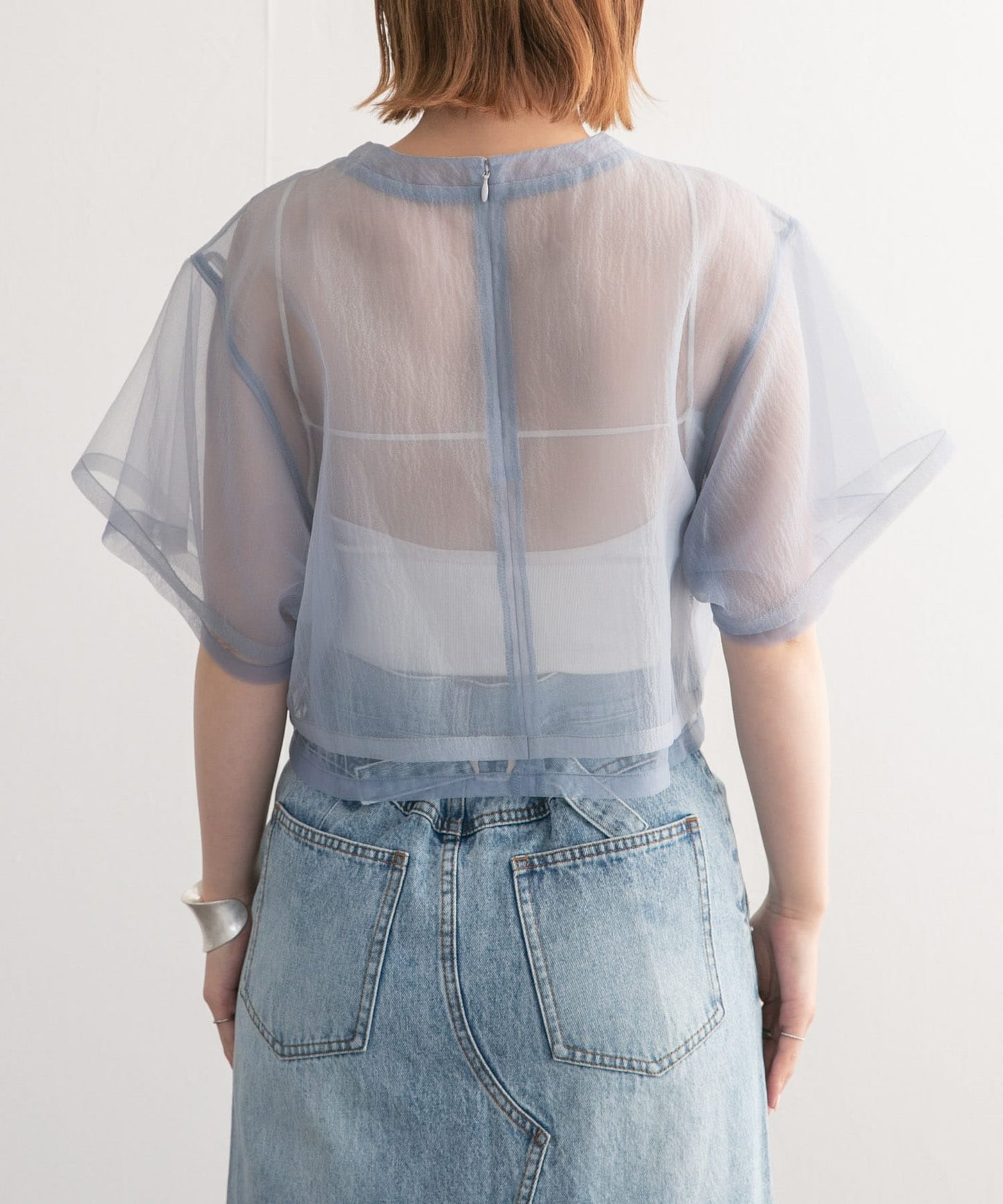 layered sheer top (blue) *JP