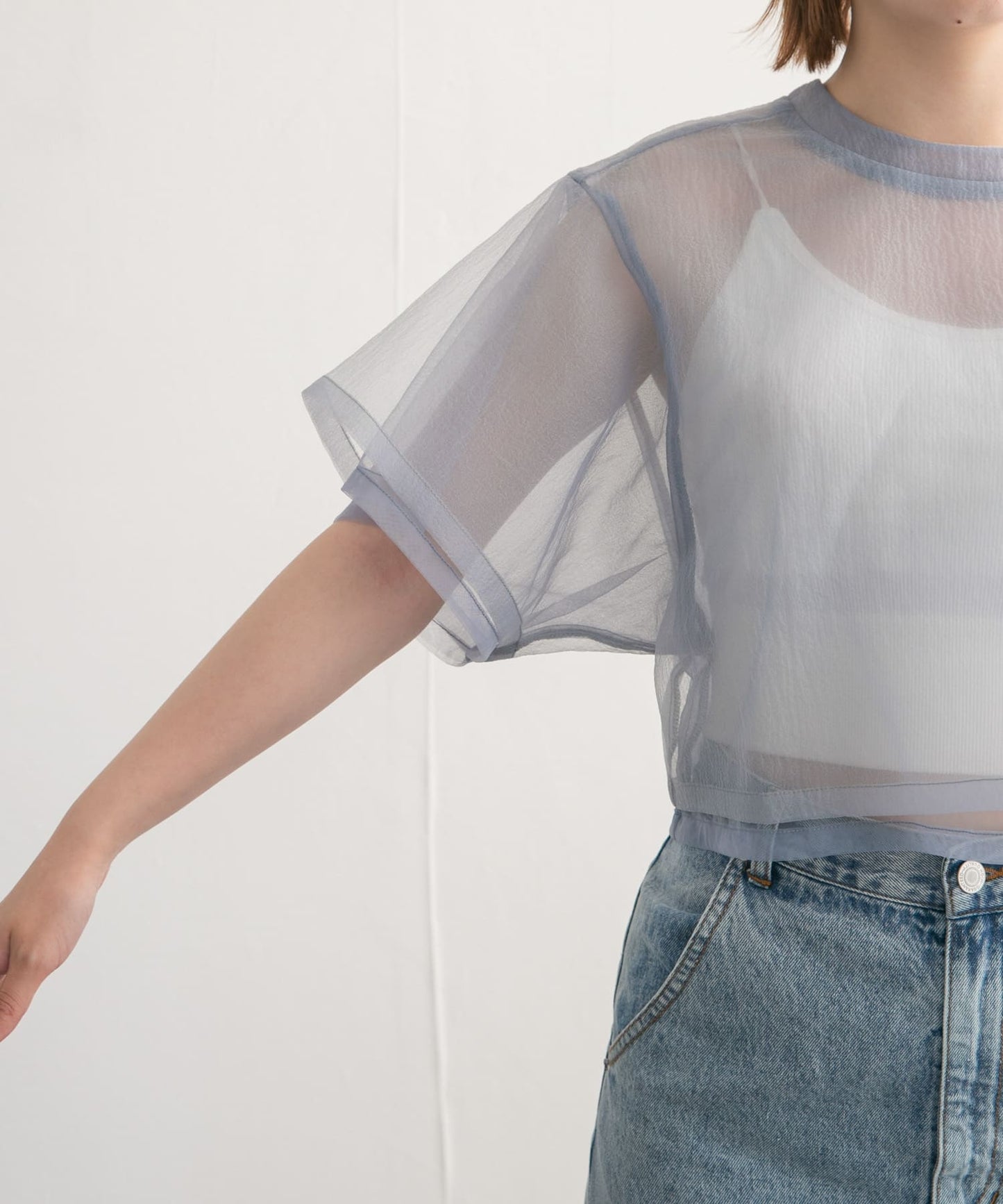 layered sheer top (blue) *JP