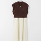 knit vest set dress (brown x ivory) *JP