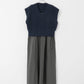 knit vest set dress (navy x charcoal) *JP