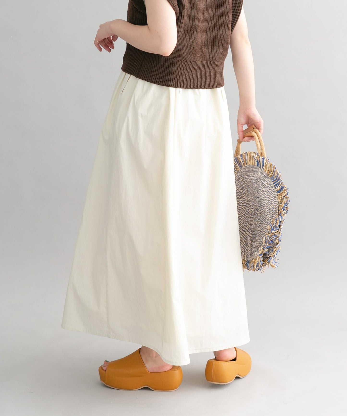 knit vest set dress (brown x ivory) *JP