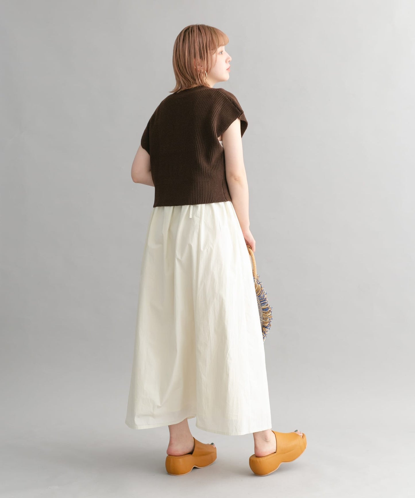 knit vest set dress (brown x ivory) *JP