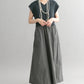 knit vest set dress (navy x charcoal) *JP