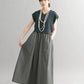 knit vest set dress (navy x charcoal) *JP