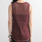 striped mesh tank top (bordeaux) *JP