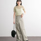 gathered tulle tee (light khaki) *JP