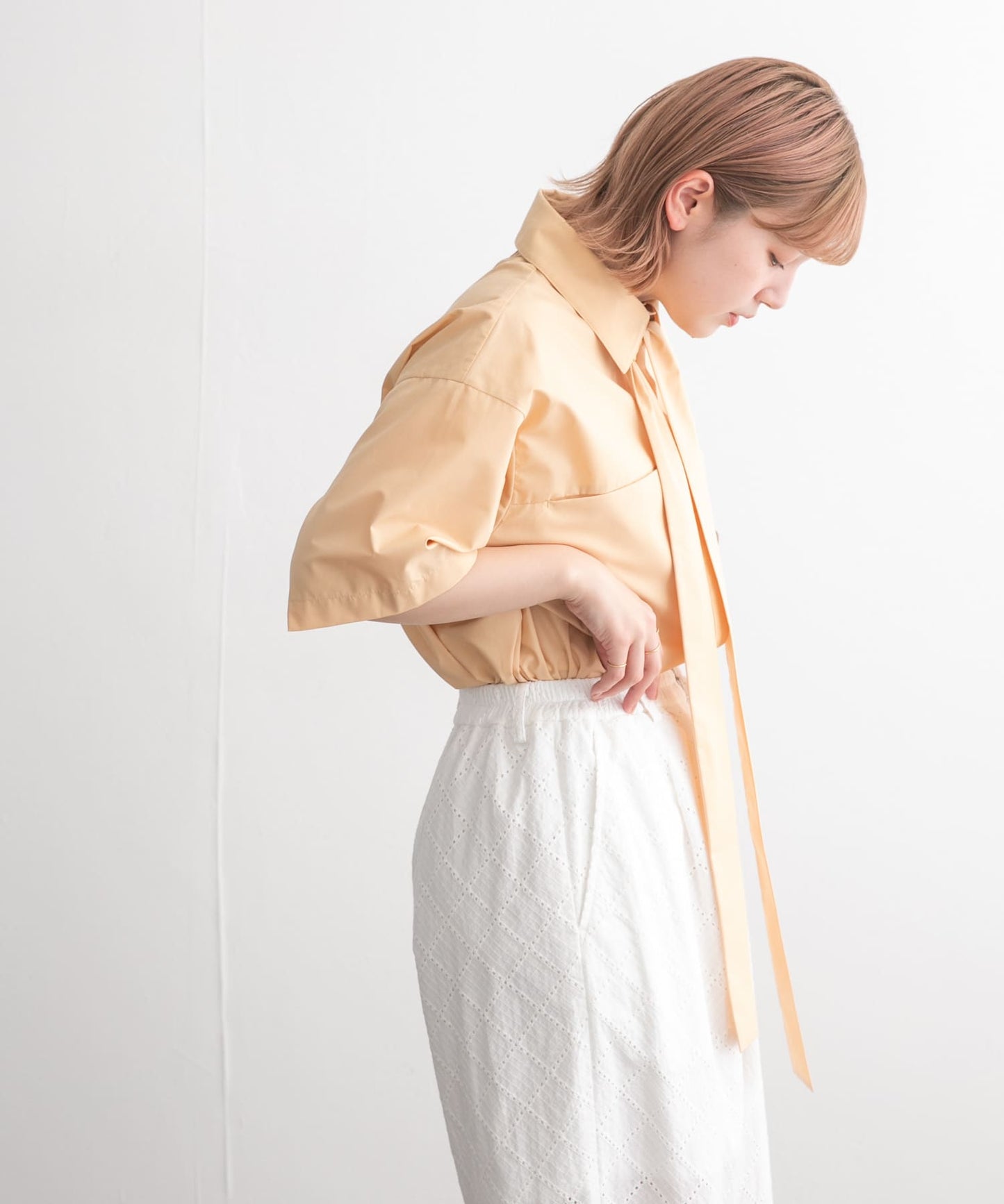 tie set long shirt (apricot) *JP