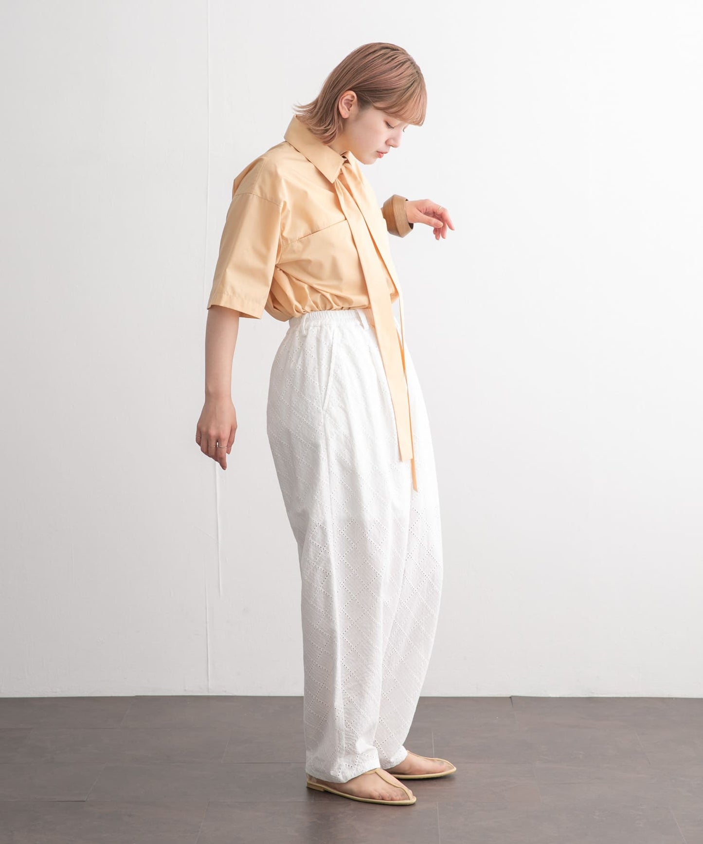 tie set long shirt (apricot) *JP