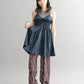 shirred mini dress (navy) *JP