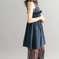 shirred mini dress (navy) *JP