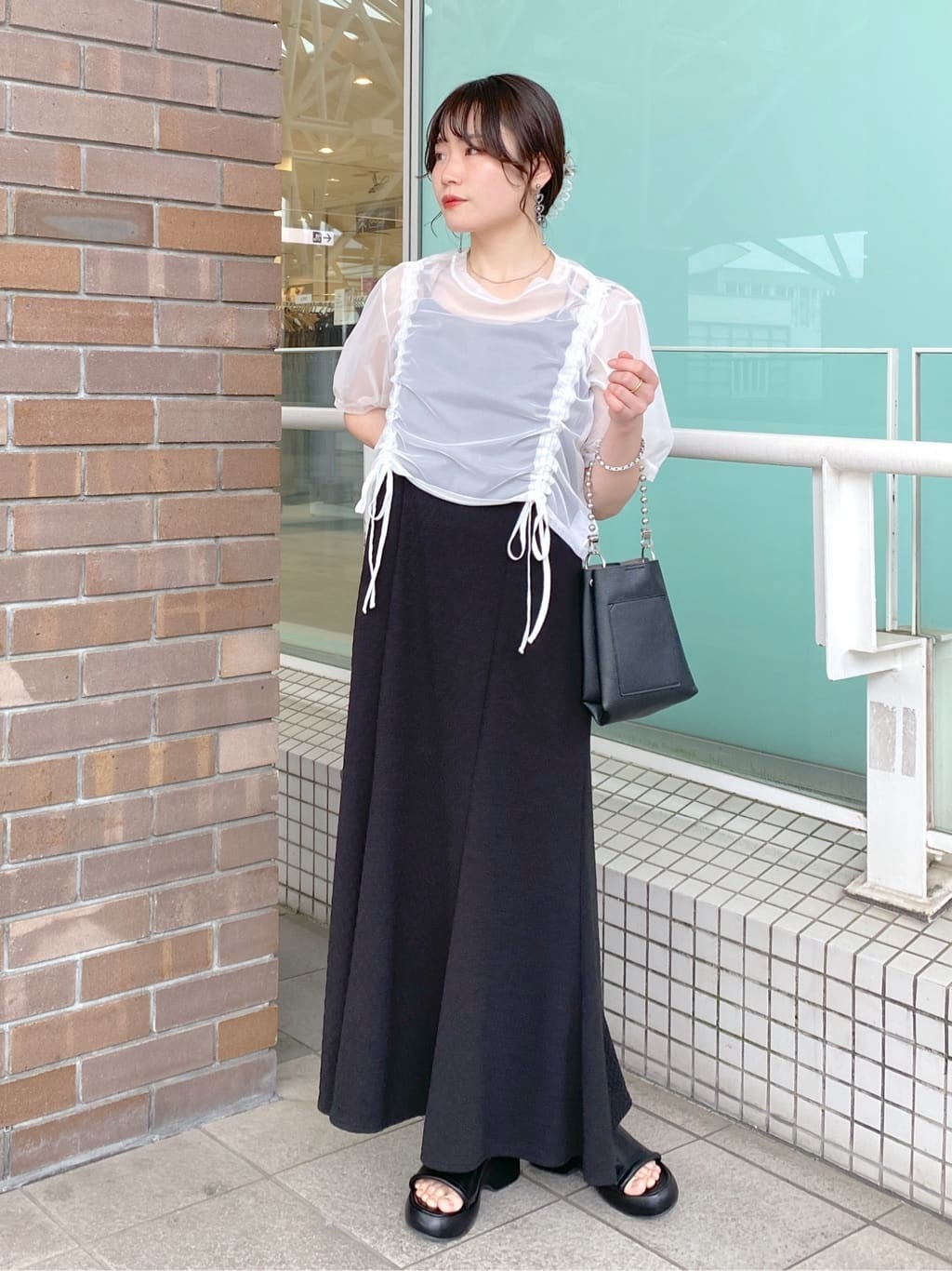 front draw sheer top (white) *JP