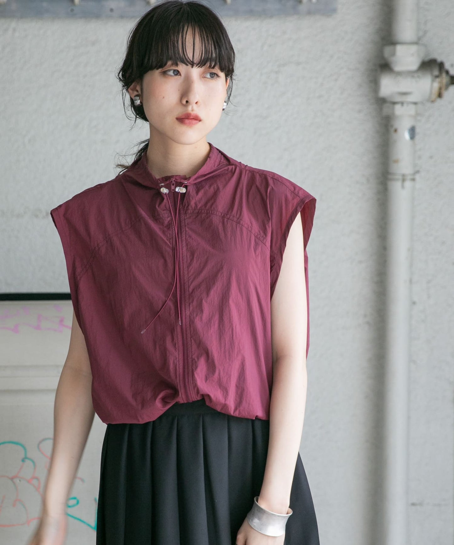 compact ZIP vest (bordeaux) *JP