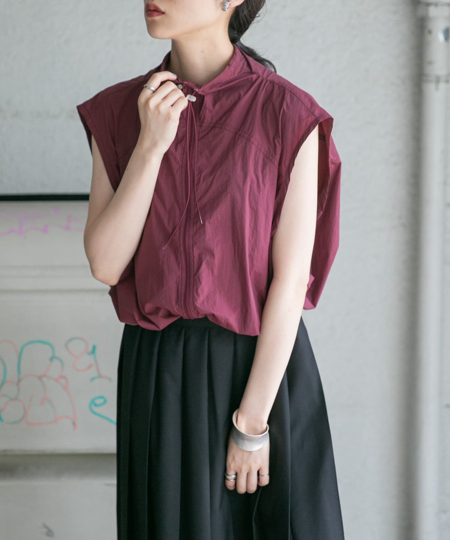 compact ZIP vest (bordeaux) *JP