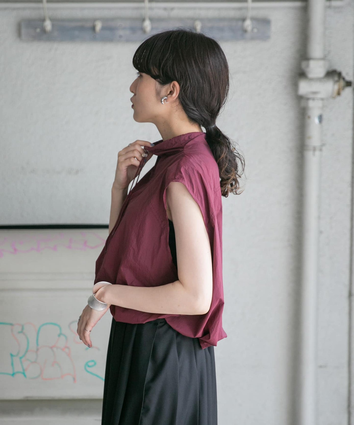 compact ZIP vest (bordeaux) *JP