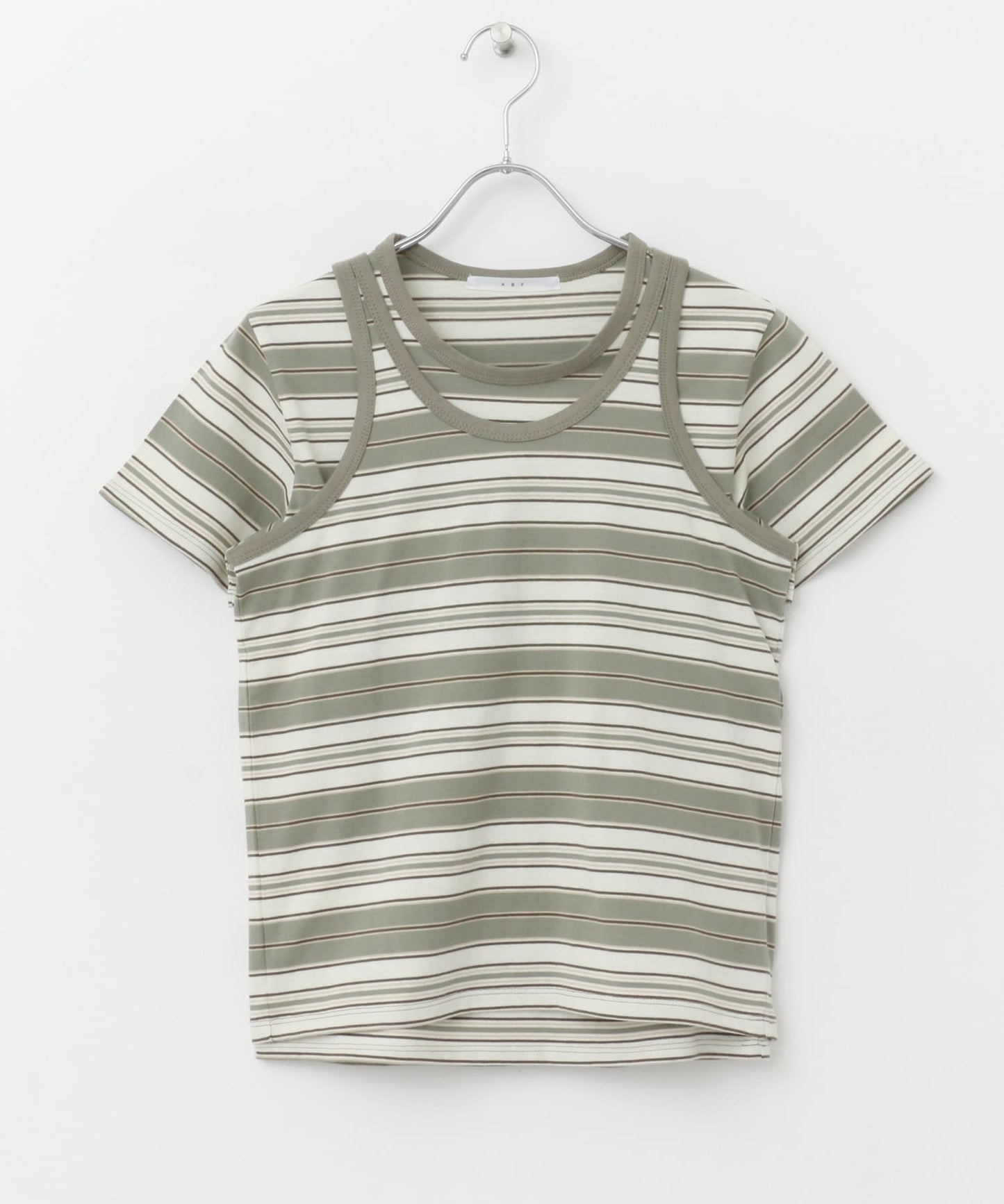 compact layered tee (khaki x ivory) *JP