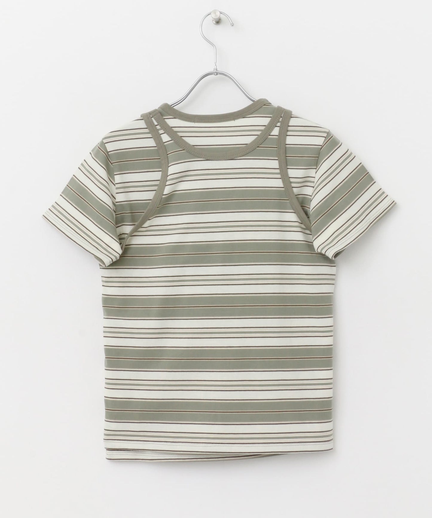 compact layered tee (khaki x ivory) *JP