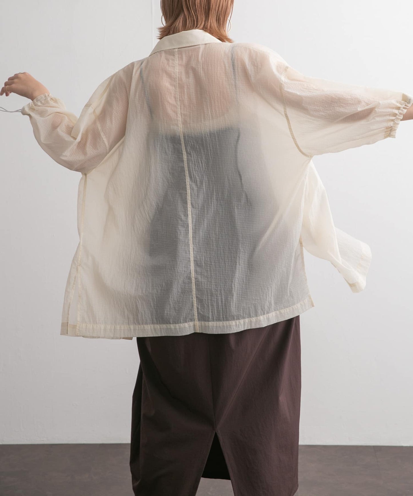 sheer loose shirt (light beige) *JP