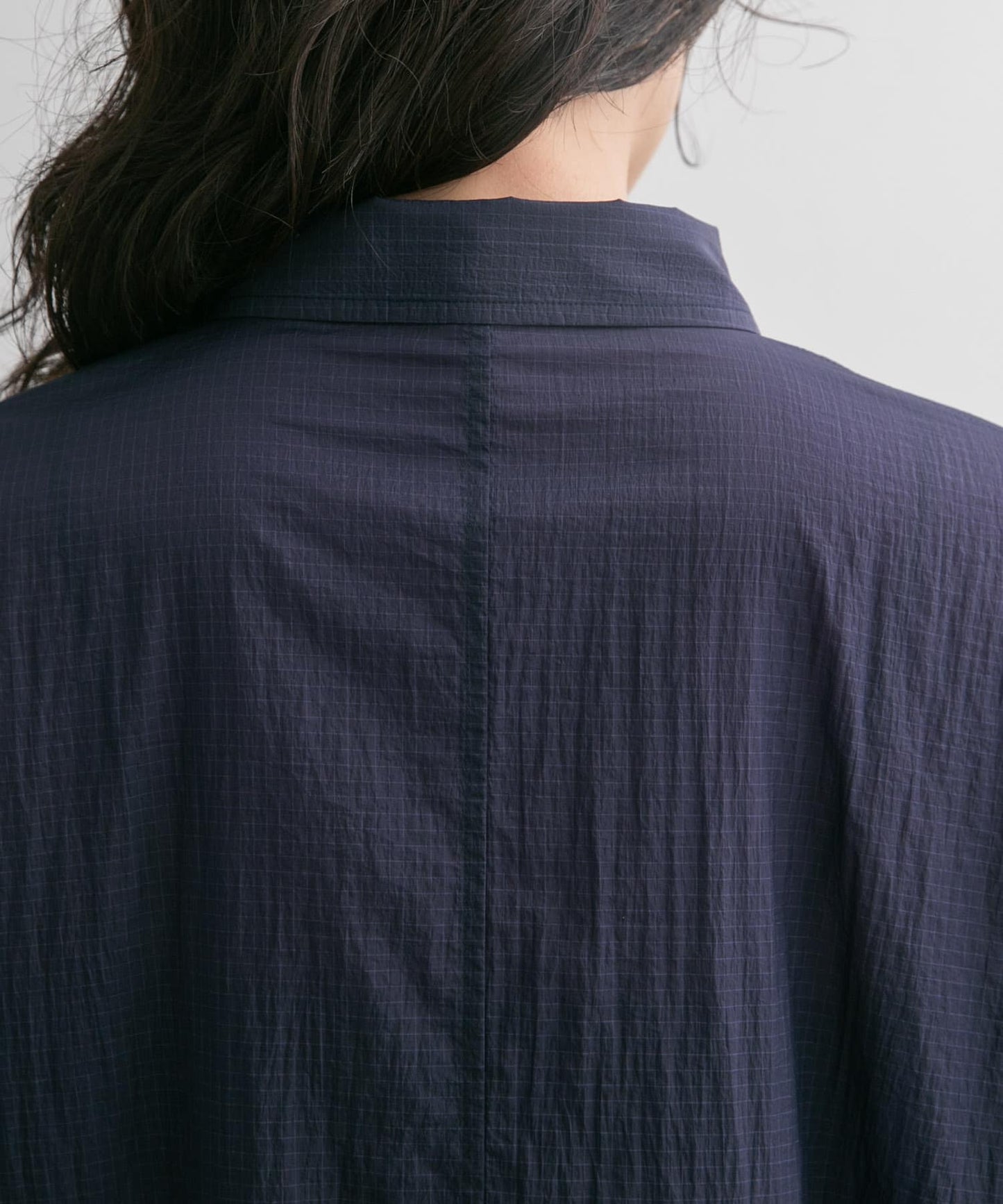 sheer loose shirt (navy) *JP