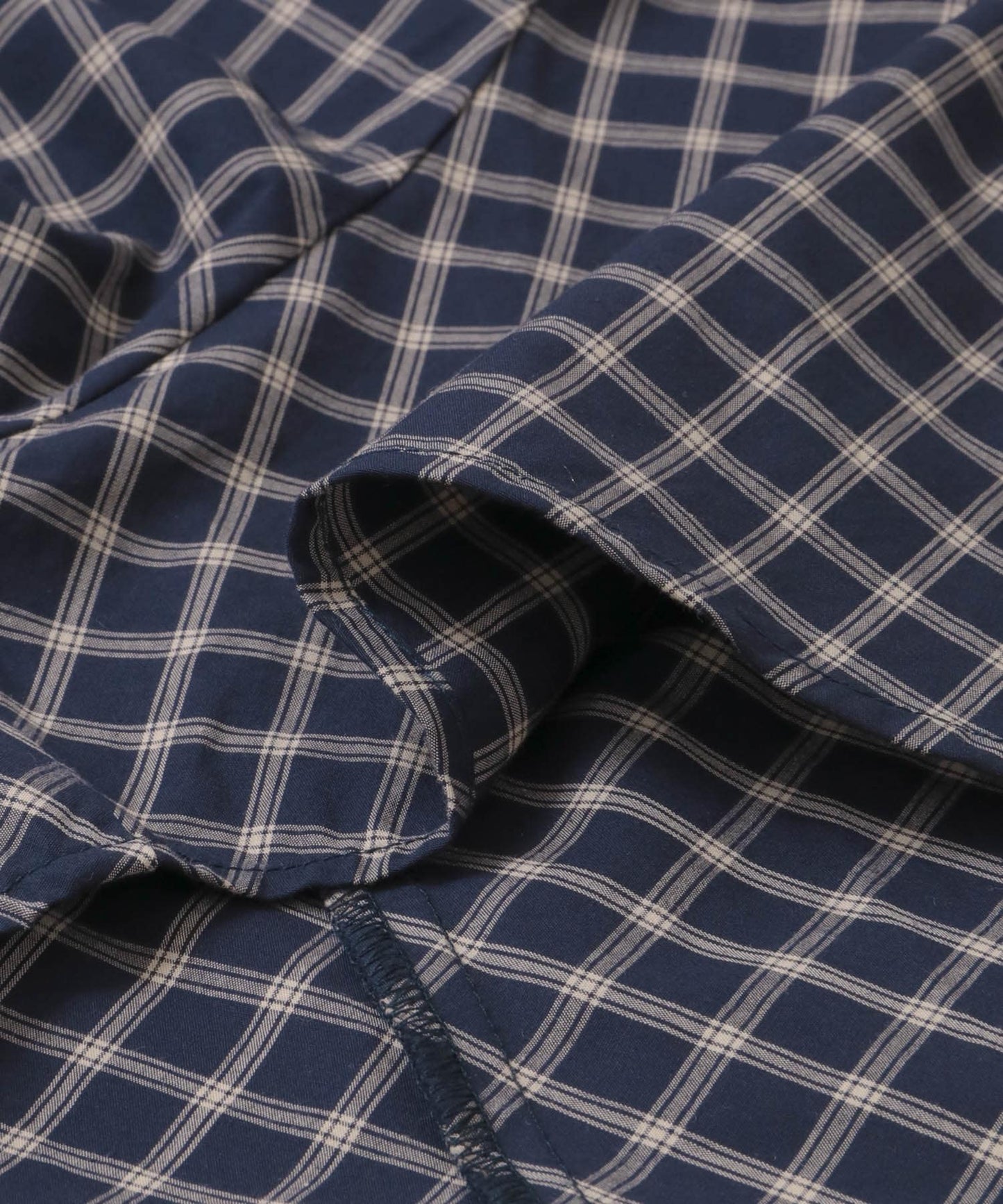 volume sleeve check shirt (navy x beige) *JP