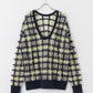 sheer check feather knit (navy) *JP