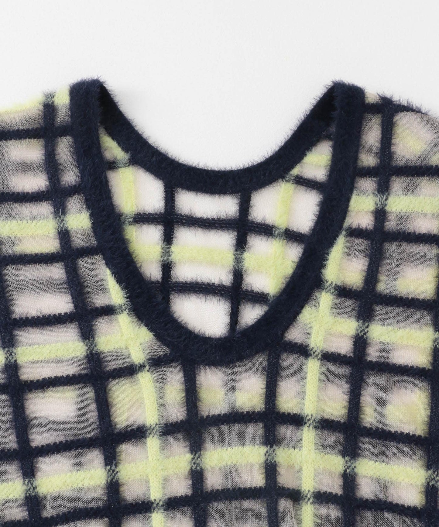 sheer check feather knit (navy) *JP