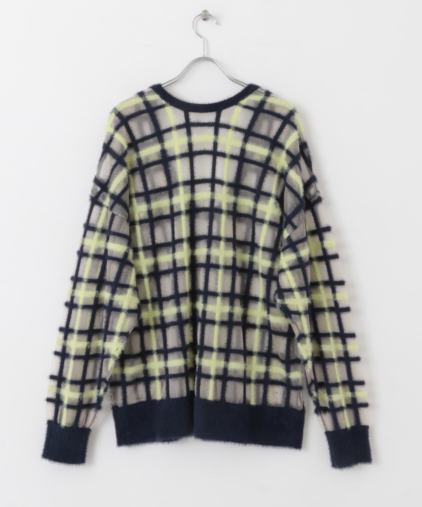 sheer check feather knit (navy) *JP