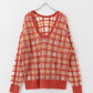 sheer check feather knit (orange) *JP