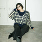 sheer check feather knit (navy) *JP