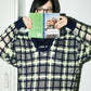 sheer check feather knit (navy) *JP