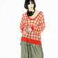 sheer check feather knit (orange) *JP